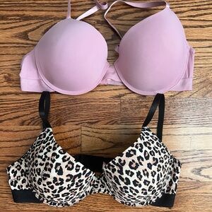 Juicy Couture Pink and Black Leopard Print Bras - 38C